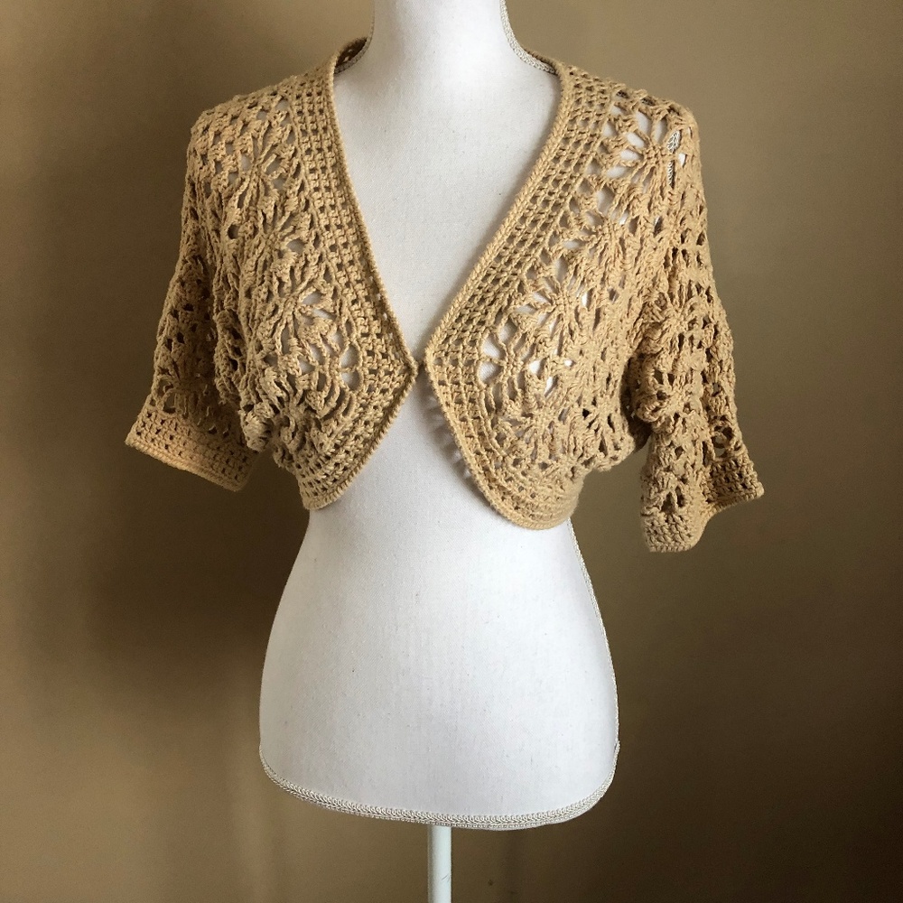 a.n.a. | Tan Crochet  Bolero  OS